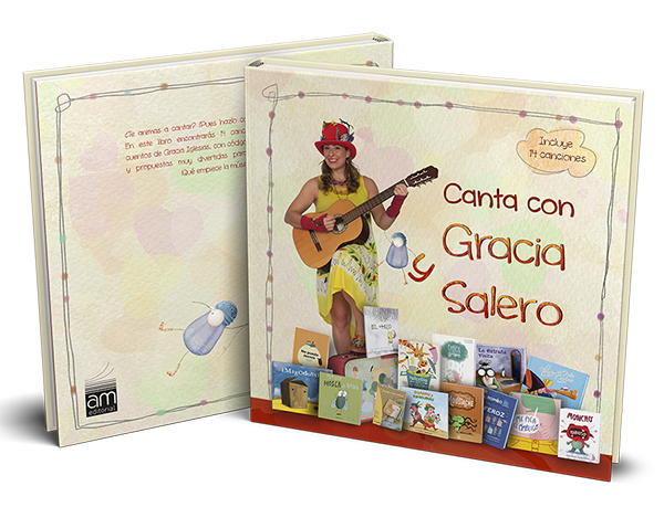 Mockup PEQUEÑO de pie SIN FONDO Libro disco infantil, canta con gracia y salero de Gracia Iglesias